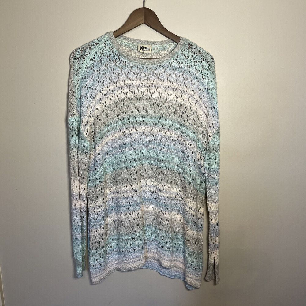 Show Me Your MuMu Granny Sweater Rainbow  Knit Medium Oversized Striped